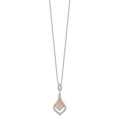 Sophia Jewelers Rose Gold-Plated Sterling Silver Pavé Necklace with CZ Elegance
