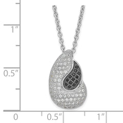 Sterling Silver CZ Teardrop Necklace with True Fire Finish
