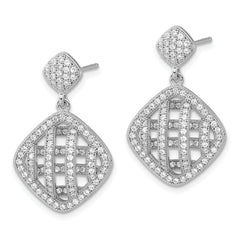 Sophia Jewelers Sterling Silver CZ Dangle Earrings with Polished Rhodium Finish