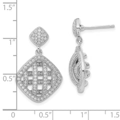 Sophia Jewelers Sterling Silver CZ Dangle Earrings with Polished Rhodium Finish