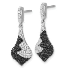 Sterling Silver 925 True Fire CZ Dangle Earrings with Rhodium Polished Finish