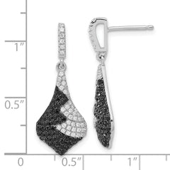 Sterling Silver 925 True Fire CZ Dangle Earrings with Rhodium Polished Finish