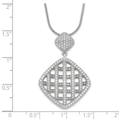 Sterling Silver 925 Necklace with CZ Pendant Polished Elegant Design