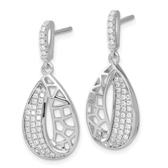 Sophia Jewelers Sterling Silver CZ Teardrop Dangle Earrings Polished Finish