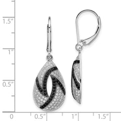 Sophia Jewelers Sterling Silver Teardrop Earrings with Black & White CZ