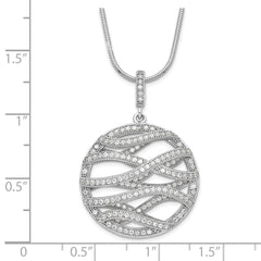 Sterling Silver 925 Necklace with Round CZ Pendant Elegant Women's Design