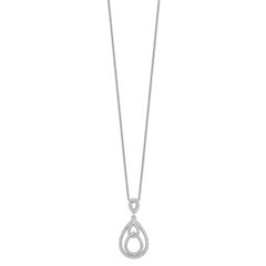 Sophia Jewelers Sterling Silver CZ Teardrop Necklace with Rhodium Polish