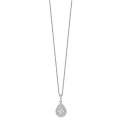 Sophia Jewelers Sterling Silver CZ Teardrop Necklace with Rhodium Finish