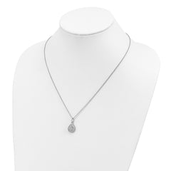 Sophia Jewelers Sterling Silver CZ Teardrop Necklace with Rhodium Finish