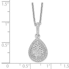 Sophia Jewelers Sterling Silver CZ Teardrop Necklace with Rhodium Finish