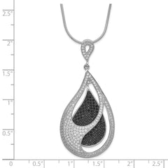 Sterling Silver 925 Teardrop Necklace with Multicolor CZ and Polished Finish