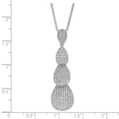 Sterling Silver Triple Teardrop Necklace with CZ Elegant Polished Finish