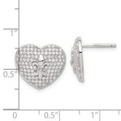 Sophia Jewelers Sterling Silver Fleur De Lis Earrings with CZ Sparkle