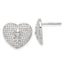 Cubic Zirconia Heart Fleur-de-Lis Stud Earrings in Sterling Silver, 16.4mm - Sophia Jewelers