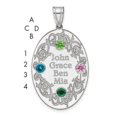 Sterling Silver Rhodium-plated Crystal Family Pendant