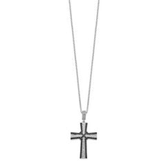 Sophia Jewelers Sterling Silver CZ Cross Necklace with Rhodium-Plated Elegance
