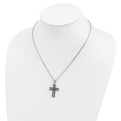 Sophia Jewelers Sterling Silver CZ Cross Necklace with Rhodium-Plated Elegance