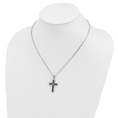 Sophia Jewelers Sterling Silver CZ Cross Necklace with Rhodium & Extender