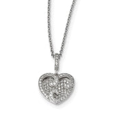 Sterling Silver 925 Heart Necklace with CZ Brilliant Embers Elegance - 18