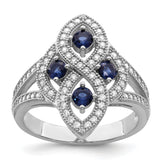 Brilliant Embers Sterling Silver Rhodium-plated 84 Stone Blue and White Micro Pav‚ CZ Ring