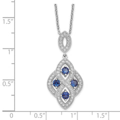 Sophia Jewelers Sterling Silver Vintage Style Blue CZ Necklace