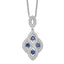 Brilliant Embers Sterling Silver Rhodium-Plated 64 Stone 18 inch Blue and White CZ Vintage Style Dangle Necklace with 2 Inch Extender