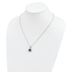 Brilliant Embers Sterling Silver CZ Circle Necklace with Blue Accents