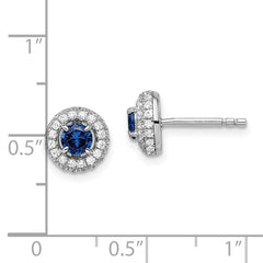 Sophia Jewelers Sterling Silver CZ Halo Button Earrings in Blue and White
