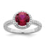 Red Corundum and Cubic Zirconia Halo Ring in Sterling Silver - Sophia Jewelers