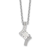 Brilliant Embers Sterling Silver Rhodium-plated 13 Stone 18 inch Micro Pav‚ CZ Necklace with 2 Inch Extender