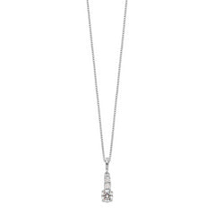 Sophia Jewelers Sterling Silver CZ 3-Stone Necklace with 2 Extender