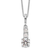 Brilliant Embers Sterling Silver Rhodium-plated 3 Stone 18 inch Micro Pav‚ CZ Necklace with 2 Inch Extender