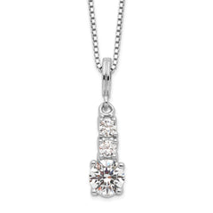 Brilliant Embers Sterling Silver Rhodium-plated 3 Stone 18 inch Micro Pav‚ CZ Necklace with 2 Inch Extender