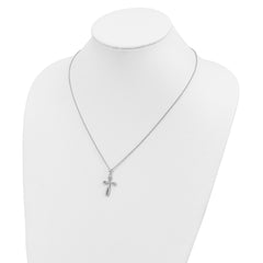 Sophia Jewelers Sterling Silver CZ Cross Necklace with Extender