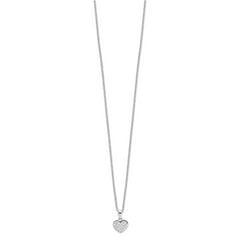 Brilliant Embers Sterling Silver Rhodium-plated 21 Stone 18 inch Micro Pav‚ CZ Heart Necklace with 2 Inch Extender