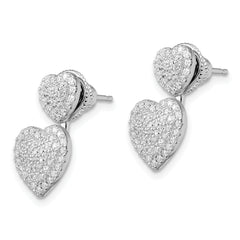 Sophia Jewelers Sterling Silver CZ Heart Cluster Dangle Earrings for Women