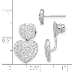 Sophia Jewelers Sterling Silver CZ Heart Cluster Dangle Earrings for Women