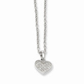 Sophia Jewelers Sterling Silver CZ Heart Necklace with Rhodium Plating - 18