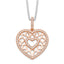Brilliant Embers Sterling Silver Rose-tone Flash Rose Gold-plated 77 Stone 18 inch Micro Pav‚ CZ Heart Necklace with 2 Inch Extender
