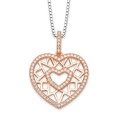 Brilliant Embers Sterling Silver Rose-tone Flash Rose Gold-plated 77 Stone 18 inch Micro Pav‚ CZ Heart Necklace with 2 Inch Extender