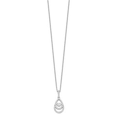 Sophia Jewelers Sterling Silver CZ Pendant Necklace with Elegant Moving Center