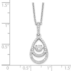 Sophia Jewelers Sterling Silver CZ Pendant Necklace with Elegant Moving Center
