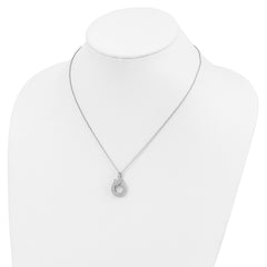 Sophia Jewelers Sterling Silver CZ Snake Necklace with Green Accents
