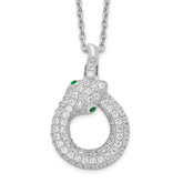 Brilliant Embers Sterling Silver Rhodium-plated 85 Stone 18 inch Micro Pav‚ White and Green CZ Snake Necklace with 2 Inch Extender