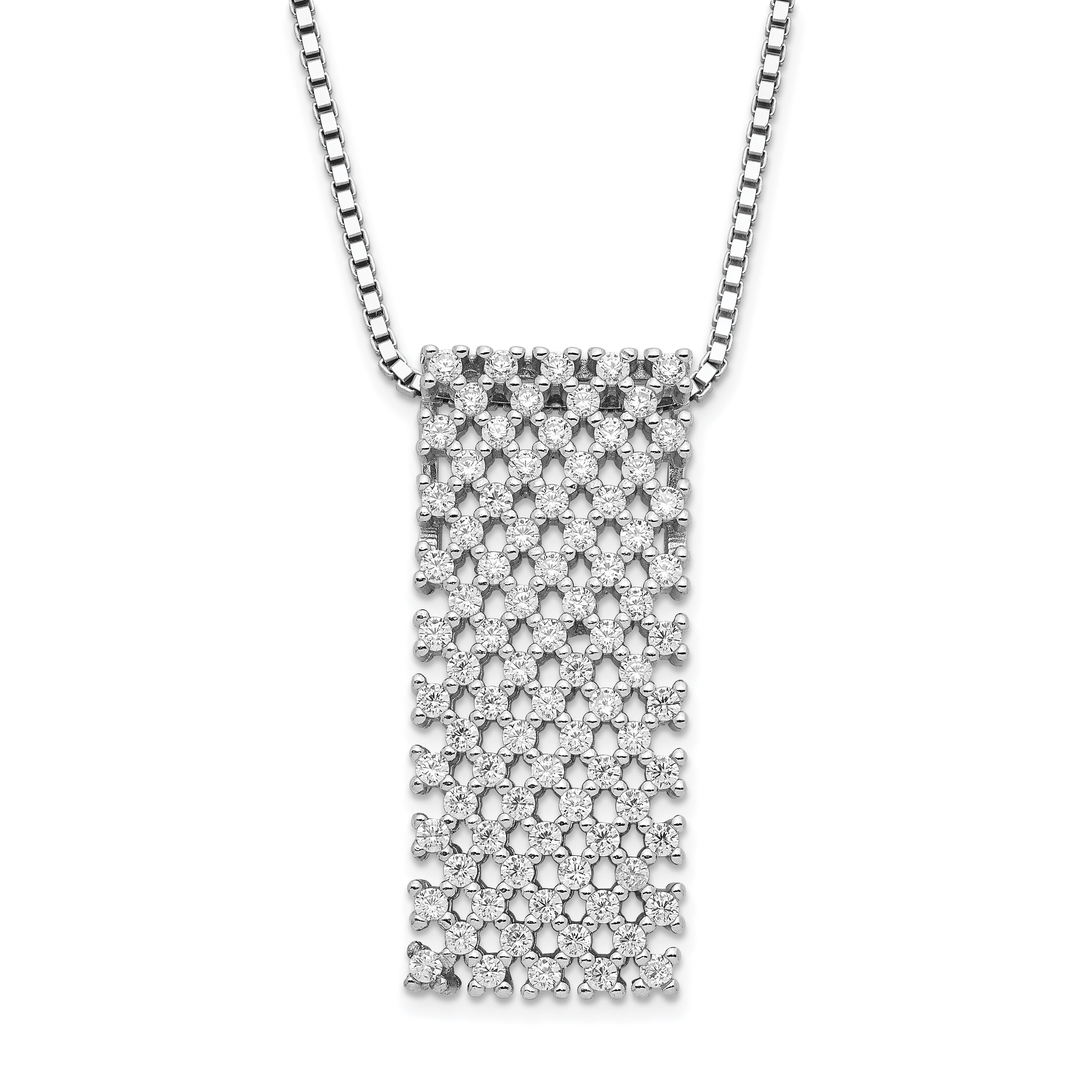 Brilliant Embers Sterling Silver Polished CZ w/ 2in ext Necklace