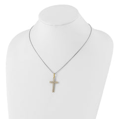 Sophia Jewelers Sterling Silver Gold-Tone CZ Cross Pendant Necklace