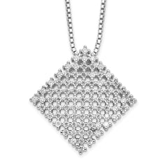 Brilliant Embers Sterling Silver Rhodium-plated 85 Stone 18 inch Micro Pav‚ CZ Necklace with 2 Inch Extender