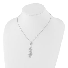Sterling Silver CZ Pendant Necklace with Rhodium Polish and Extender