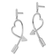 Sophia Jewelers Sterling Silver CZ Arrow Heart Dangle Earrings