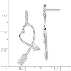 Sophia Jewelers Sterling Silver CZ Arrow Heart Dangle Earrings